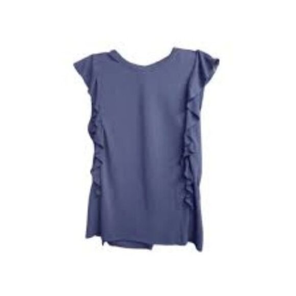 NWT Ariat Women’s Top Washed Jersey Knit Tank Raw Edge Ruffle Midnight Navy XL - Picture 1 of 8
